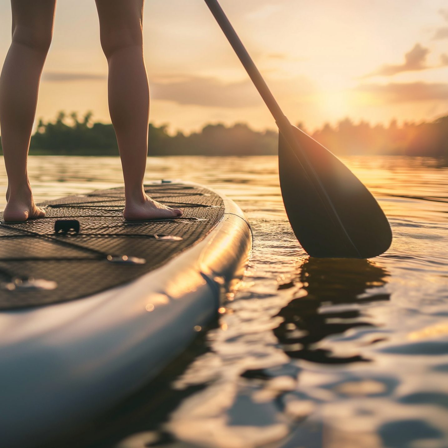 A relaxing day on a paddleboard, summer, paddleboarding, hd, serene with copy space